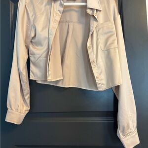 Cream Button-Up Long Sleeve Shirt